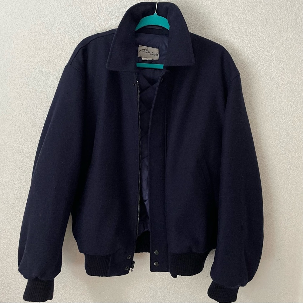 Alan Michaels Vintage 100% Virgin Wool Bomber Coat Made in Poland Mens Size 44